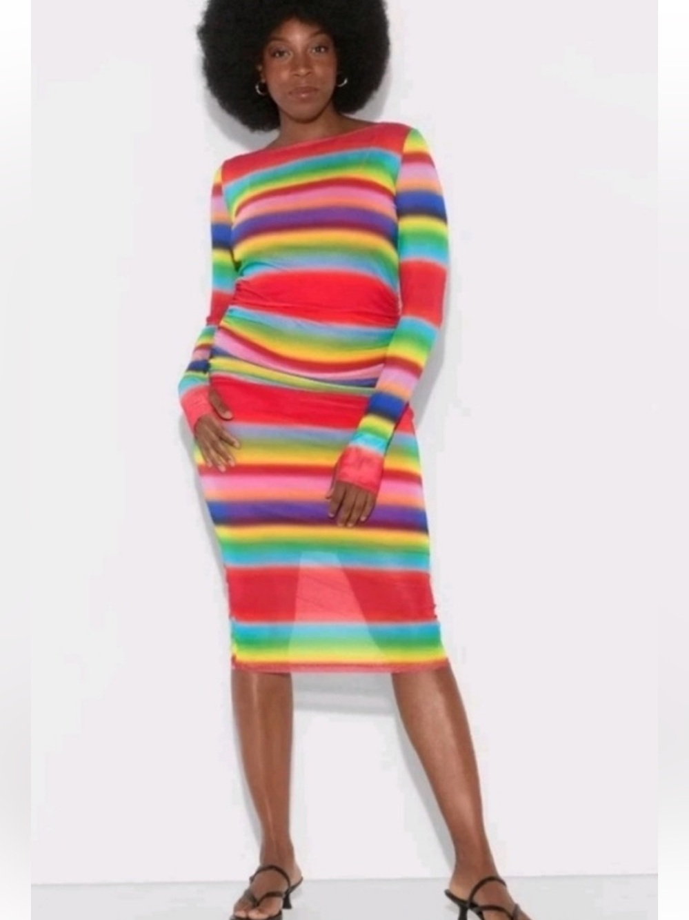 Pride Rainbow Mesh Maxi Midi Dress size large NWT